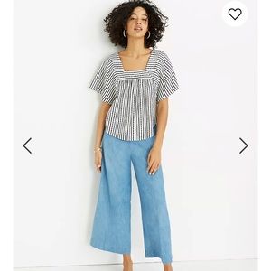 Madewell Chambray Huston Pull-On Crop Pants